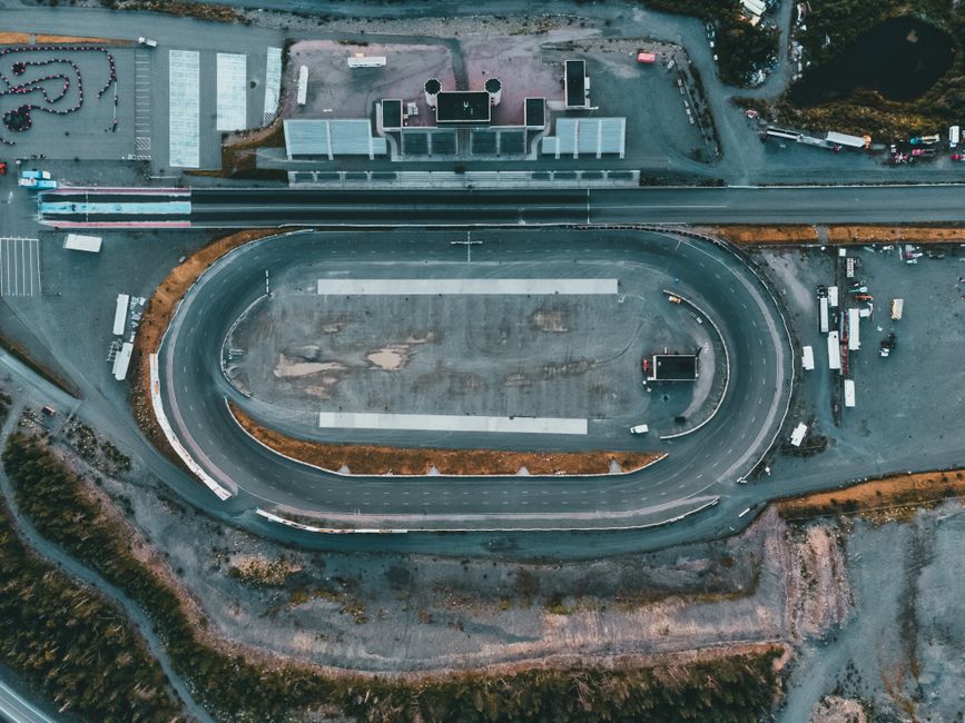 An aerial view of a race circuit